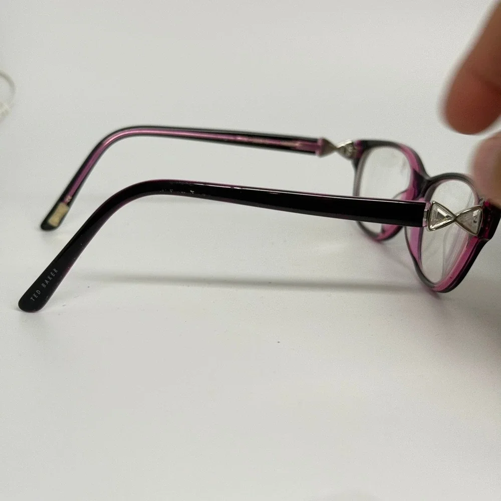 Ted Baker Womens Eyeglasses Frames Black Pink Cat Eye 52-15-140 Bow Detail